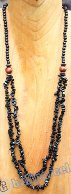 Necklace, Made From Stone With Wooden Beads
