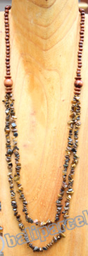 Necklace, Made From Stone With Wooden Beads
