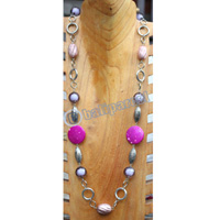 Necklace, Made From Resin, Wooden With Metal