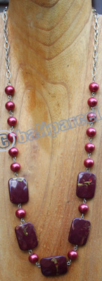 Necklace, Made From Wooden With Mutiara