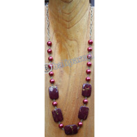 Necklace, Made From Wooden With Mutiara