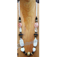 Necklace, Made From Stone, Christal With Wooden
