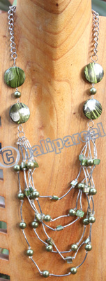 Necklace, Made From Wooden, Beads, Shell And Metal