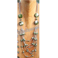 Necklace, Made From Wooden, Beads, Shell And Metal