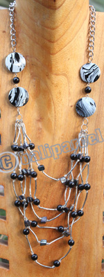 Necklace, Made From Wooden, Beads, Shell And Metal