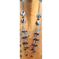 Necklace, Made From Wooden, Beads, Shell And Metal