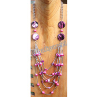 Necklace, Made From Wooden, Beads, Shell And Metal