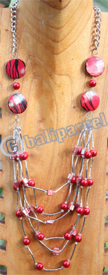 Necklace, Made From Wooden, Beads, Shell And Metal