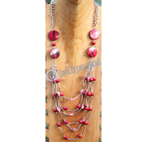 Necklace, Made From Wooden, Beads, Shell And Metal