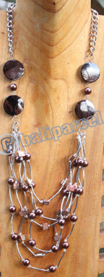 Necklace, Made From Wooden, Beads, Shell And Metal