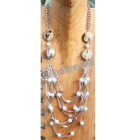 Necklace, Made From Wooden, Beads, Shell And Metal