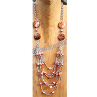 Necklace, Made From Wooden, Beads, Shell And Metal