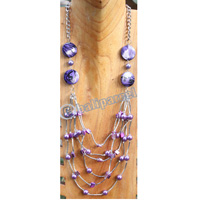 Necklace, Made From Wooden, Beads, Shell And Metal