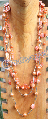 Necklace, Made From Shell, Beads, Stone With Metal