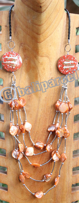 Necklace, Made From Shell, Wooden With Metal