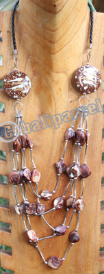 Necklace, Made From Shell, Wooden With Metal