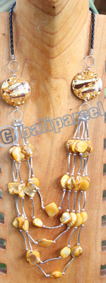 Necklace, Made From Shell, Wooden With Metal