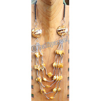 Necklace, Made From Shell, Wooden With Metal