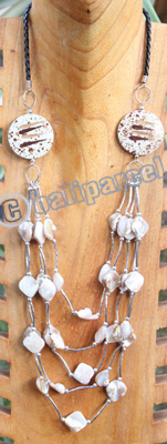 Necklace, Made From Shell, Wooden With Metal