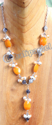 Necklace, Made From Stone With Beads And Christal