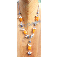 Necklace, Made From Stone With Beads And Christal