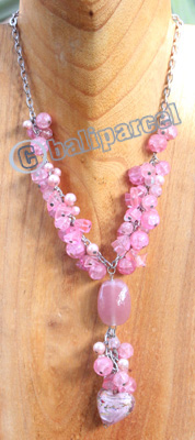 Necklace, Made From Stone With Beads And Christal