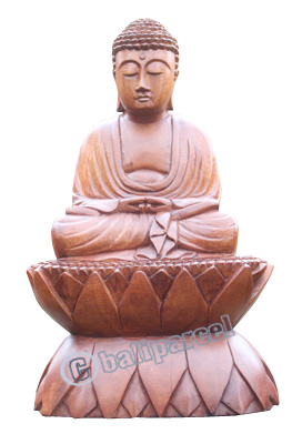Wooden Buddha Statue, Hand Carved From Suar Wood
