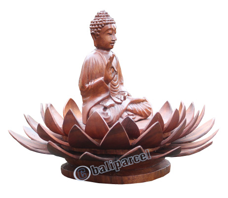 Wooden Buddha Statue, Hand Carved From Suar Wood