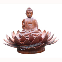 Wooden Buddha Statue, Hand Carved From Suar Wood