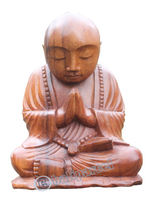 Wooden Buddha Statue, Hand Carved From Suar Wood