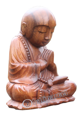 Wooden Buddha Statue, Hand Carved From Suar Wood