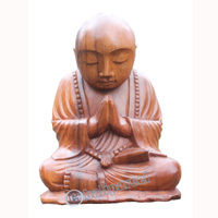 Wooden Buddha Statue, Hand Carved From Suar Wood