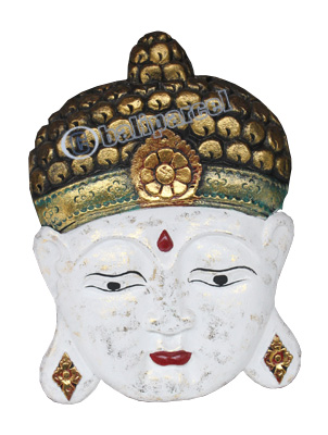 Wooden Buddha Mask, Handmade From Albesia Wood
