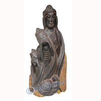 Wooden Buddha, Handmade From Albesia Wood