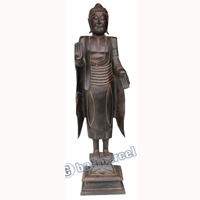 Wooden Buddha Standing Antique, Handmade From Albesia Wood