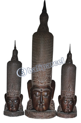 Buddha Mask Antique, Handmade From Albesia Wood