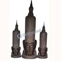 Buddha Mask Antique, Handmade From Albesia Wood