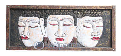 Buddha Wallhanging With Frame, Handmade From Albesia Wood