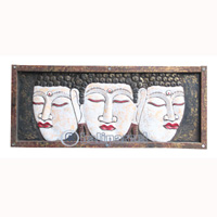Buddha Wallhanging With Frame, Handmade From Albesia Wood