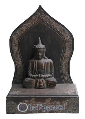 Buddha With Stand, Handmade From Albesia Wood