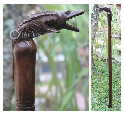 Crocodile Walking Stick, Hand Carved From Sono Wood