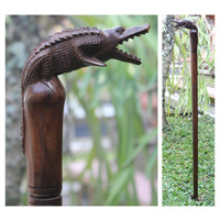 Crocodile Walking Stick, Hand Carved From Sono Wood