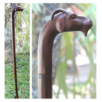 Goat Head Walking Stick, Hand Carved From Sono Wood