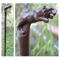 Lion Walking Stick, Hand Carved From Sono Wood