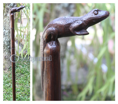 Gecko Walking Stick, Hand Carved From Sono Wood