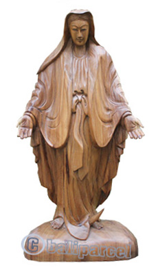Wooden Bunda Maria, Handcrafted From Suar Wood