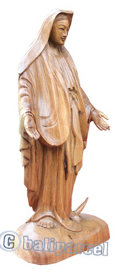 Wooden Bunda Maria, Handcrafted From Suar Wood