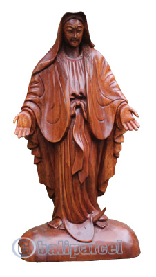 Wooden Bunda Maria, Handcrafted From Suar Wood