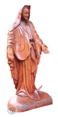 Wooden Bunda Maria, Handcrafted From Suar Wood