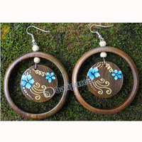 Wooden Earring, Made From Sono Wood With Painting